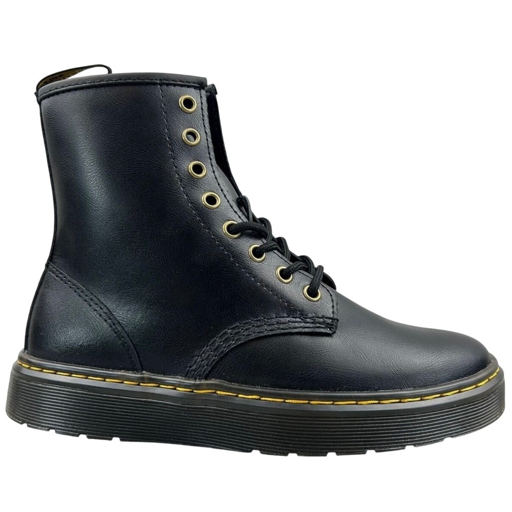 Dr. Martens Zavala Boots Smooth Leather Black Lace Up Shoes Women's US 9